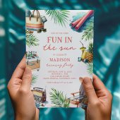 Plezier in de zon Volwassen zwembad Party Verjaard Kaart