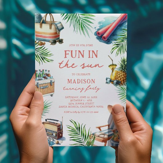 Plezier in de zon Volwassen zwembad Party Verjaard Kaart