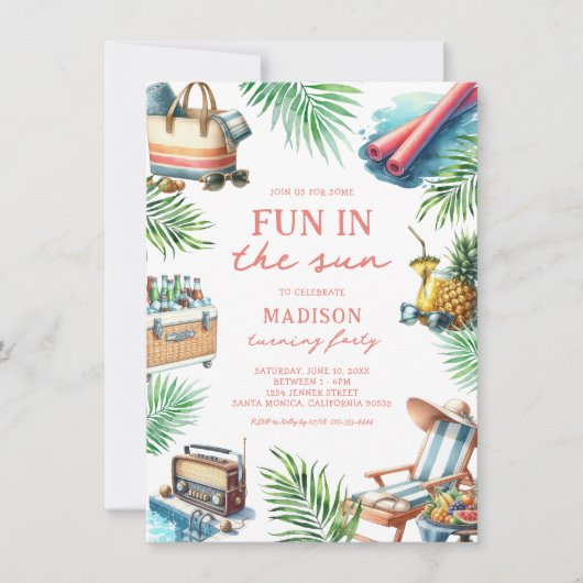 Plezier in de zon Volwassen zwembad Party Verjaard Kaart (Voorkant)