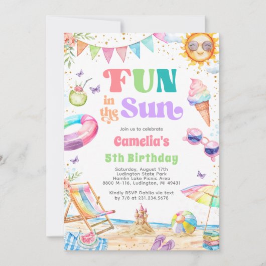 Plezier in de Zon Zomer Verjaardag Strand Party Kaart (Voorkant)
