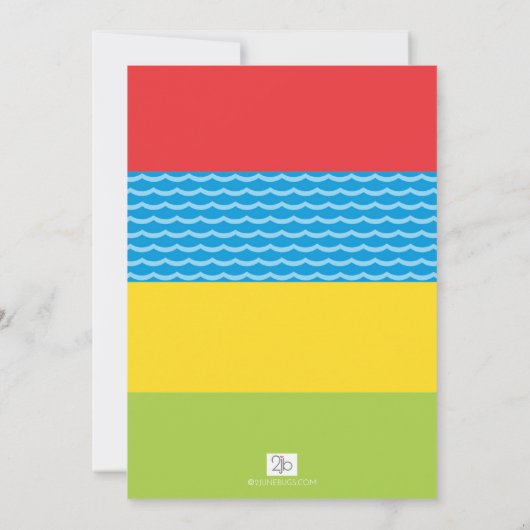 Plezier in de zon Zomer zwembadfeest kleuren schoo Kaart (Achterkant)