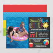 Plezier in de zon Zomer zwembadfeestje schoolbord  Kaart (Voorkant / Achterkant)