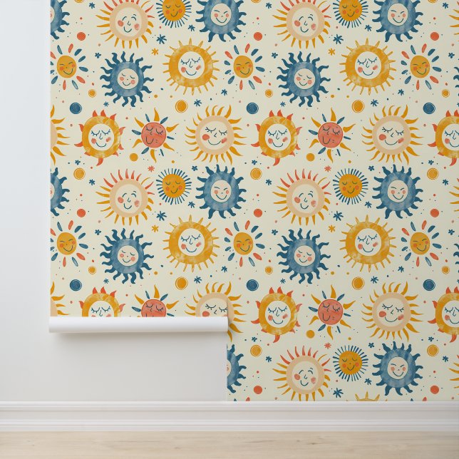 Plezier in de zon zonneschijn illustratie behang (Applicatie)