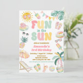 Plezier in de zon zwembad party uitnodiging (Staand voorkant)
