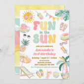 Plezier in de zon zwembad party uitnodiging (Voorkant / Achterkant)