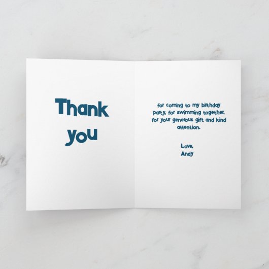 Plezier in het zwembad Zwembad Verjaardagsfeest Bedankkaart (Binnen)