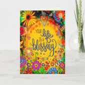 Plezier in je leven is een zegen voor bloemen kaart (Voorkant)