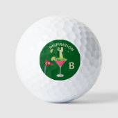 Plezier Inspirerende 19e Hole Cocktail Monogram Golfballen (Voorkant)
