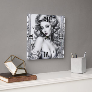 Plezier is mijn middelste naam AI Concept Art van Vierkante Klok