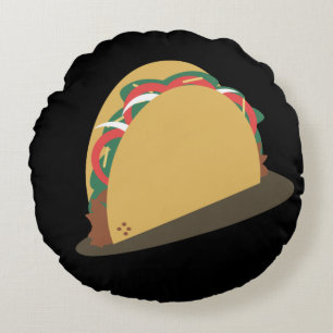 Plezier Isometrisch Taco Voedsel Restaurant Rond Kussen