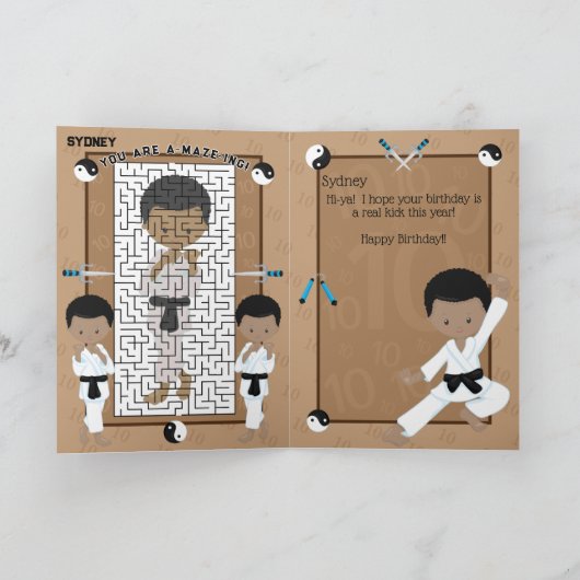 Plezier Je bent A-Maze-ing Black Boys Karate Verja Kaart (Binnen)