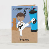 Plezier Je bent A-Maze-ing Bruin Jongens Karate Ve Kaart (Voorkant)