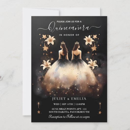 Plezier Joy Lily Twin Dual Joint Dubbele Quinceane Kaart (Voorkant)