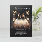 Plezier Joy Lily Twin Dual Joint Dubbele Quinceane Kaart (Staand voorkant)