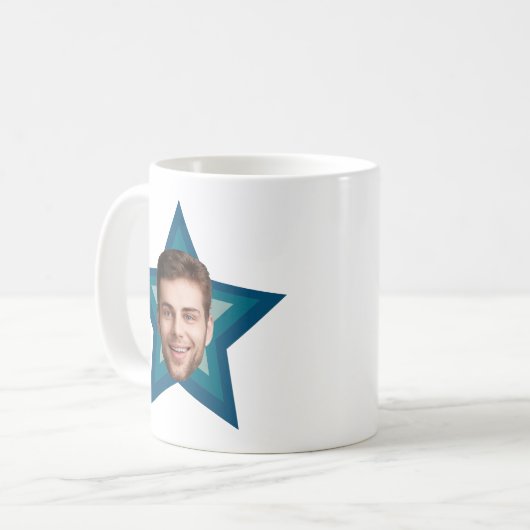 Plezier Kantoor CUSTOM Photo Cutout Retro Star Hum Koffiemok (Voorkant links)