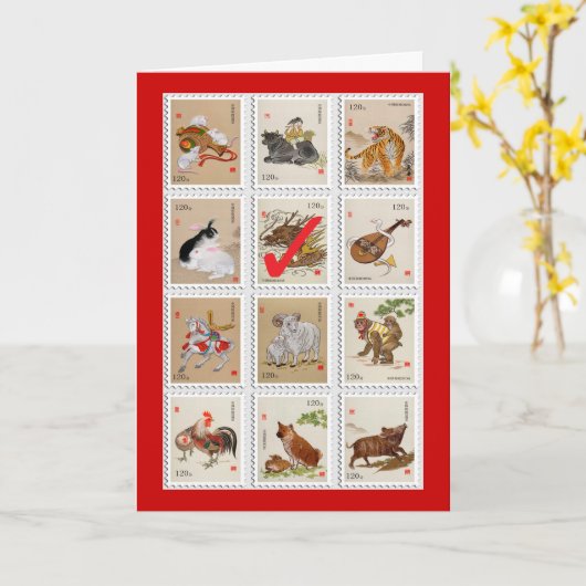 Plezier Kies uw Chinese Zodiac Sign Verjaardag Kaa Kaart (Gele Bloem)