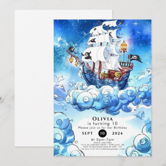 Plezier Kinderen Piraten Verjaardag Kaart (Voorkant / Achterkant)