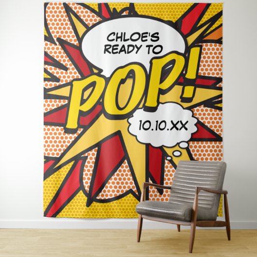 Plezier Klaar om te POPPEN Baby shower Photo Booth Wandkleed (In situ)