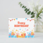 Plezier Kleurrijke Gelukkige Verjaardag Briefkaart (Staand voorkant)