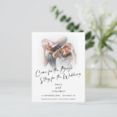 Plezier kom voor drank foto bewaar de datum aankondigingskaart (Staand voorkant)