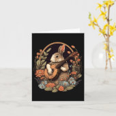 Plezier Konijn Speelt Banjo Gitaar Muziek Konijn G Kaart (Gele Bloem)