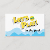 Plezier Laten we spelen Kind Pool Party Playdate K Visitekaartje (Voorkant)