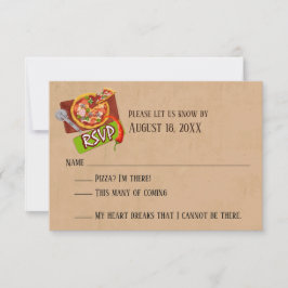 Plezier Liefde en Pizza Huwelijk RSVP Kaarten Kaartje