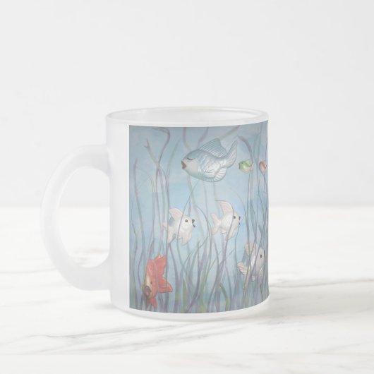 Plezier met Chalkware Fish waterverf stijl Matglas Koffiemok (Links)