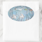 Plezier met Chalkware Fish waterverf stijl Ovale Sticker (Tas)