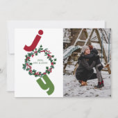 Plezier met foto en kerstkrans op groen feestdagenkaart (Voorkant)