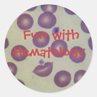 Plezier met hematologie ronde sticker