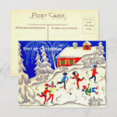 Plezier met Kerstmis, schaatsen op de vijver Feestdagenkaart (Voorkant / Achterkant)