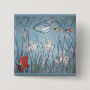 plezier met kware vis vierkante button 5,1 cm