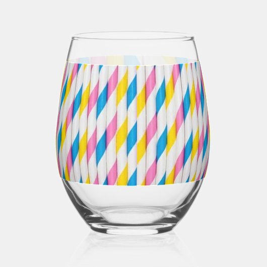 Plezier met rietjes! Drinkglazen Wijnglas Zonder Voet (Voorkant)