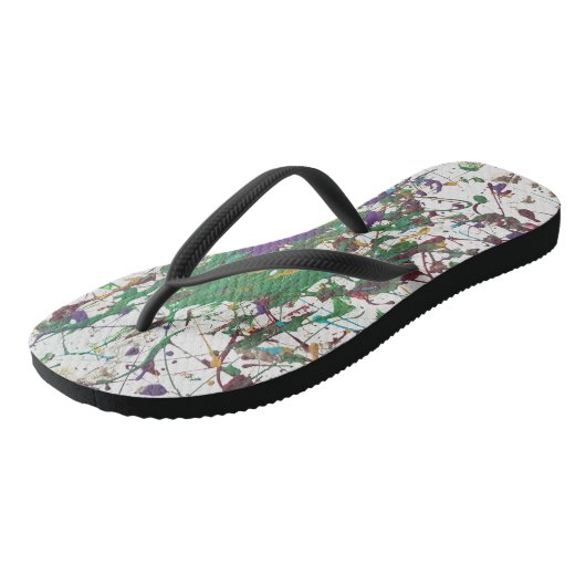 Plezier met verfspatten in de zon teenslippers (Schuin)