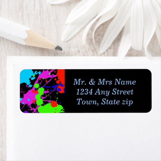 Plezier, Neon Paint Splatter, Aangepast Etiket (Insitu)