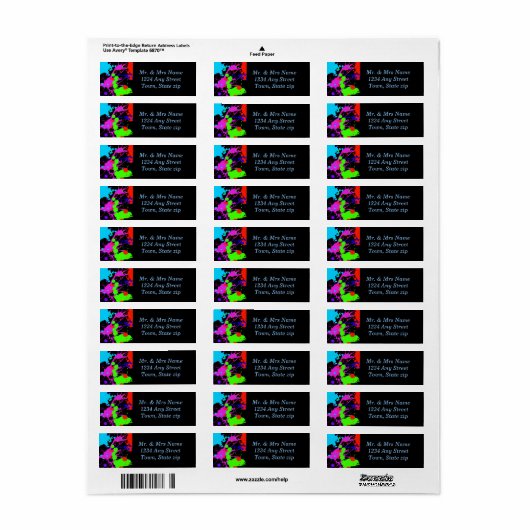 Plezier, Neon Paint Splatter, Aangepast Etiket (Full Sheet)