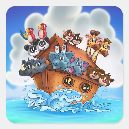 Plezier Noah's Ark cartoon stickers voor kinderen (Voorkant)