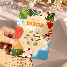 Plezier Ocean Sandy Leaf Beach Party Zomer verjaar Kaart