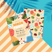 Plezier Ocean Sandy Leaf Beach Party Zomer verjaar Kaart