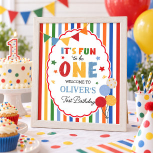 Plezier om één te zijn: Regenboogstreep 1e verjaar Poster