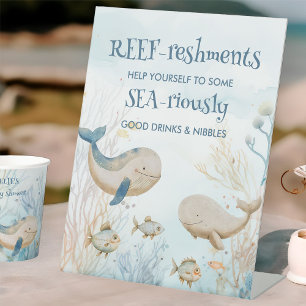 Plezier onder de zee Walvis Baby Shower Buffet Taf Reclamebord Met Voetstuk