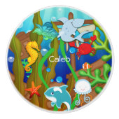 Plezier onder het zee Fish Children's Kinder Bedro Keramische Knop (Voorkant)