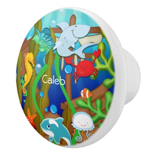 Plezier onder het zee Fish Children's Kinder Bedro Keramische Knop (Rechts)