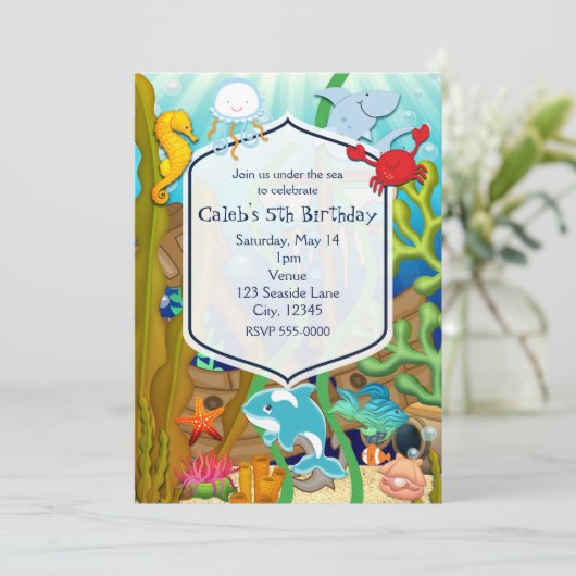 Plezier onder het zee kinderen verjaardagsfeestje  kaart (Staand voorkant)