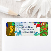 Plezier onder het zee kinderverjaardagsfeestje etiket (Insitu)