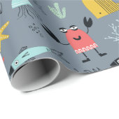 Plezier onder het zee schattige cartoon oceaan die cadeaupapier (Rol Hoek)