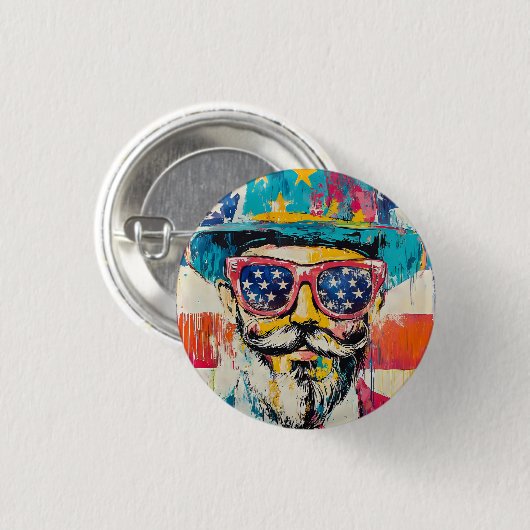 Plezier op 4 juli ronde button 3,2 cm (Voorkant /achterkant)