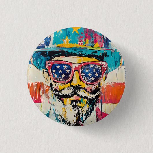 Plezier op 4 juli ronde button 3,2 cm (Voorkant)