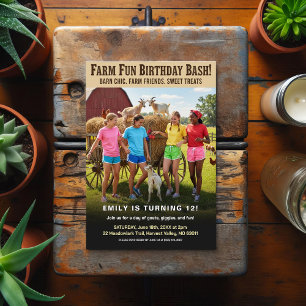 Plezier op de boerderij verjaardagsfeest briefkaart
